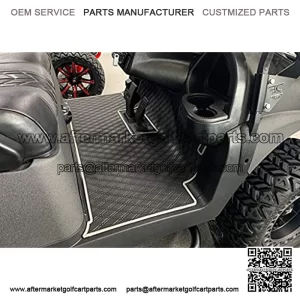 Club Car Full Coverage Golf Cart Floor Liner Mat W/Color Options- Fits Club Car Models Precedent (2004-2021)/Onward & Tempo (2017-2021) - Black with Grey Trim