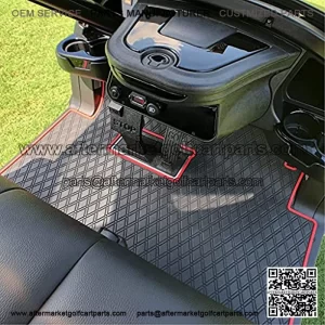 Club Car Full Coverage Golf Cart Floor Liner Mat W/Color Options- Fits Club Car Models Precedent (2004-2021)/Onward & Tempo (2017-2021) - Black with Red Trim
