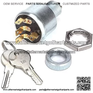 Golf Cart Starter Ignition Switch and Key Kit for EZGO, with 2 Standard Keys, 4 Terminals