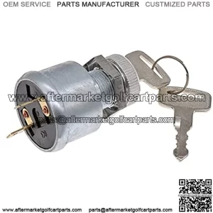 for Golf Cart Key Switch for EZGO for Golf Cart Ignition Switch 17421G1, 2 Prong 4 Key Free Terminals & Carabiner