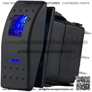 1 Pc 12V Rocker Switch Blue Led Light On Off Switch for Boat Trucks RZR 1000 Ranger Maverick Auto RV Golf Cart Marine Panel Light Bar Fog Light Winch LED