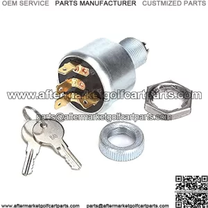Golf Cart Ignition Switch for EZGO 1968-up with Factory Lights Gas & Electric, 3-Way 4-Terminal with 2 Standard Keys, OEM# 33639-G01 33639G01