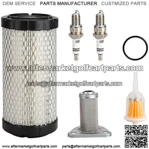 Golf Cart Tune Up Kit for EZGO TXT 2005-2009 w/MCI Motor, EZGO RXV 2008-up w/Robbins Engine, EZGO ST350 Workhorse 1996-up Gas Vehicles, Air Filter Oil Filter Fuel Filter Spark Plug