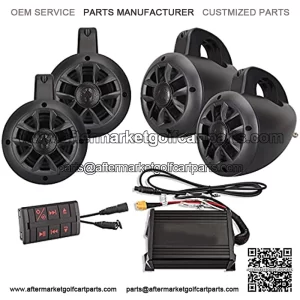 NUTV4 Quad - 4 Channels Marine Bluetooth ATV/Golf Cart/UTV Speakers Stereo System