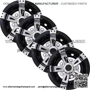 Golf Cart Hubcaps 8 inch Set of 4 Universal Golf Cart Wheel Covers in Brilliant Chrome and GloBlack Finish - Universal Fit for Carts with 8" Wheels