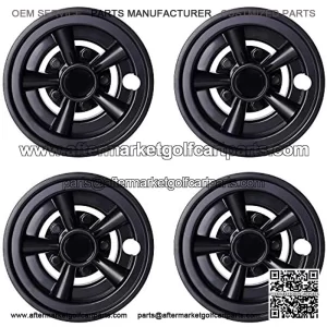Golf Cart Wheel Covers Hub Caps for Yamaha/Club CAR/EZ-GO Par Car 8" (Set of 4) (Black)