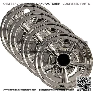 Set (4) 8. Chrome Wheel Covers for EZGO, Club Car and Yamaha Golf Carts