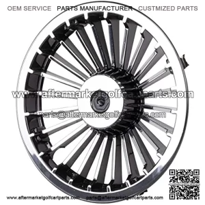 8" Golf Cart Turbine Wheel Covers Hub Caps (Set Of 4) - Black/Silver