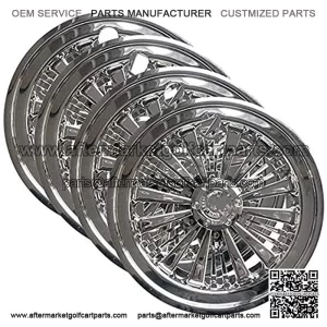 Set (4) 8. Chrome Eagle Wheel Covers for Club Car, EZGO, Yamaha, Golf Carts