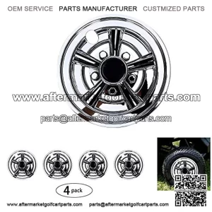 Golf Cart Wheel Covers Hub Caps (Set of 4), Fit for EZGO Club Car Yamaha Carts 8"- Sliver