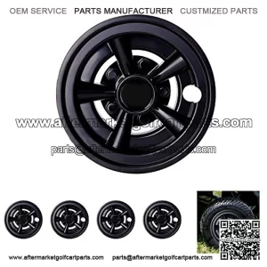 Golf Cart Wheel Covers Hub Caps (Set of 4), Compatible with EZGO Club Car Yamaha Carts 8"- Black