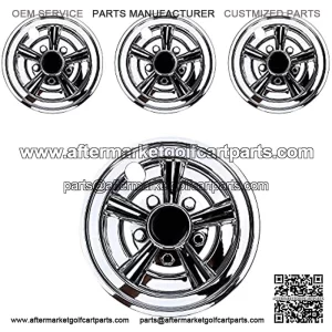 8 Inch Golf Cart Wheel Covers Hub Caps for EZGO, Club Car, Yamaha, Chrome Set of 4