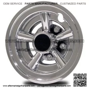 EZGO CLUB CAR YAMAHA GOLF CART CHROME 8" WHEEL COVERS.  SET OF 4.