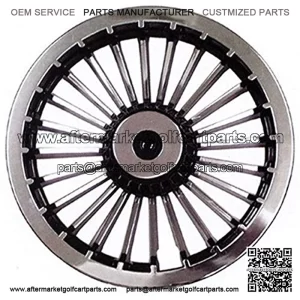 8" Turbine Black/Silver Golf Cart Hub Caps - Each