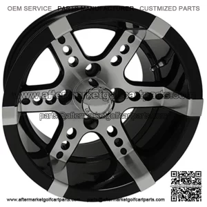 RX260 Machined w/ Black w/ Center Cap 14x7 ET-25 Golf Cart Wheel