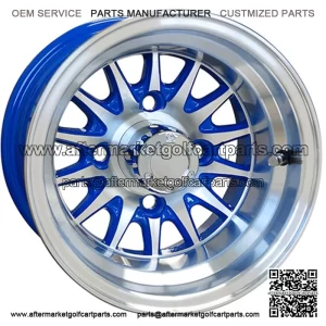 Machined w/ Blue/Green/Pearl/Red w/ Center Cap 10x7 ET-15.5 Golf Cart Wheel