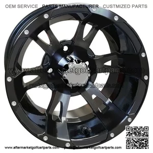 12" Golf Cart Wheel, Black Rim & Center Cap, 12x7 ET-25