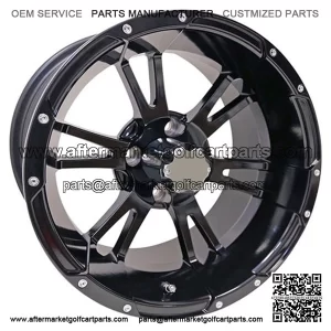 14" Golf Cart Wheel, Black Rim & Center Cap, 14x7 ET-25