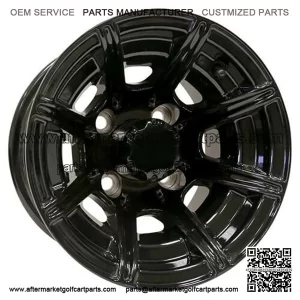 10" Golf Cart Wheel, 8 Spoke GloBlack Rim & Center Cap, 10x7 ET-22