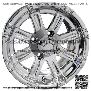 12" Golf Cart Wheel, Chrome Rim & Center Cap, 12x6 Centered