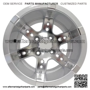12" Golf Cart Wheel, Machined/Silver Rim & Center Cap, 12x7 ET-25