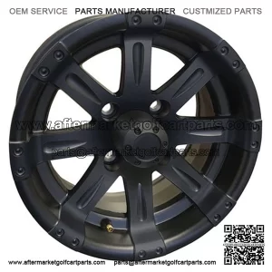 12" Golf Cart Wheel, Matte Black Rim & Center Cap, 12x6 Centered