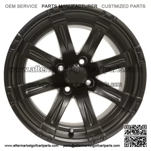 14" Golf Cart Wheel, Matte Black Rim & Center Cap, 14x7 ET-25