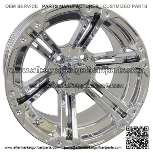 14" Golf Cart Wheel, Chrome Rim & Center Cap, 14x7 ET-25