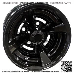 10" Golf Cart Wheel, Black Rim, 10x7 ET-25