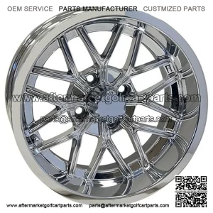 14" Golf Cart Wheel, Chrome Rim, 14x7 ET-25