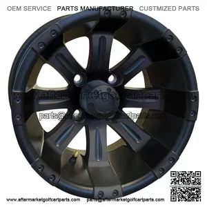 12" Golf Cart Wheel, Matte Black Rim & Center Cap, 12x7 ET-25