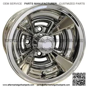 10" Golf Cart Wheel, Chrome Rim, 10x7 ET-25