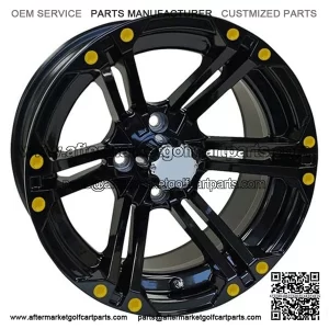 14" Golf Cart Wheel, GloBlack Rim & Chrome Center Cap, 14x7 ET-25