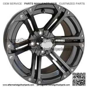14" Golf Cart Wheel, Gun Metal Gray Rim, 14x7 ET-25