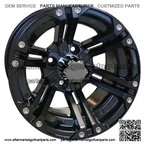 12" Golf Cart Wheel, Black Colored Rim & Center Cap, 12x7 ET-25