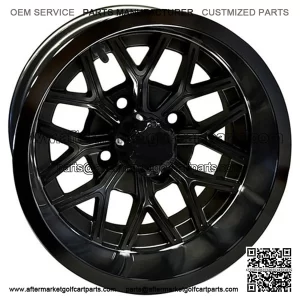 12" Golf Cart Wheel, GloBlack Rim, 12x6 ET-10