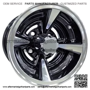 10" Golf Cart Wheel, Machined/GloBlack Rim, 10x7 ET-25