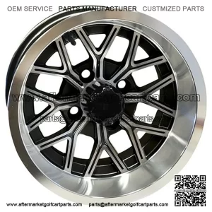 12" Golf Cart Wheel, Machined GloBlack Rim, 12x6 ET-10