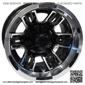 12" Golf Cart Wheel, Machined GloBlack Rim, 12x7 ET-25