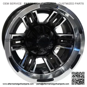12" Golf Cart Wheel, Machined Matte Black Rim, 12x7 ET-25