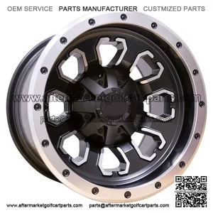 12" Golf Cart Wheel, Machined Matte Black Rim, 12x8 ET-10