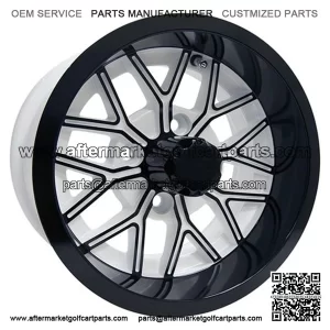 12" Golf Cart Wheel, White/GloBlack Rim, 12x6 ET-10
