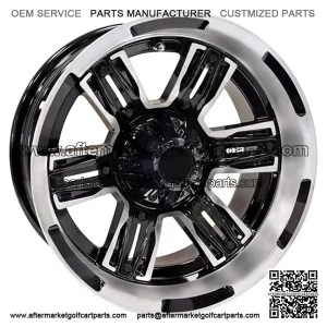 14" Golf Cart Wheel, Machined GloBlack Rim, 14x7 ET-25