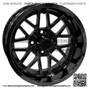 14" Golf Cart Wheel, GloBlack, 14x7 ET-25