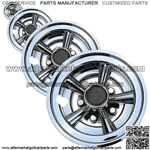 Golf Cart 8" Wheel Covers Hubcaps, Set of 4 - EZGO, Club Car, Yamaha, Chrome SS Design