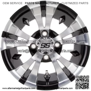 12" Vampire - Black w/Machined Face - Golf Cart Wheel