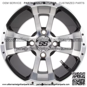 12" Storm Trooper - Black w/Machined Face - Golf Cart Wheel