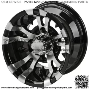 Revenge 10" Warlock Black & Machined Golf Cart Wheel 3:4 Offset