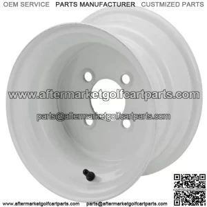 Revenge 10" White Steel Golf Cart Wheel 3:4 Offset