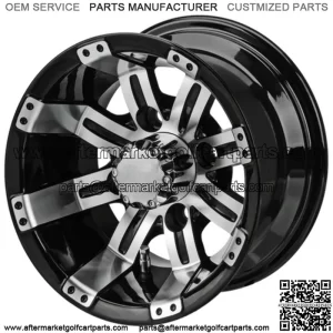 Revenge 10" Casino Black & Machined Golf Cart Wheel 3:4 Offset